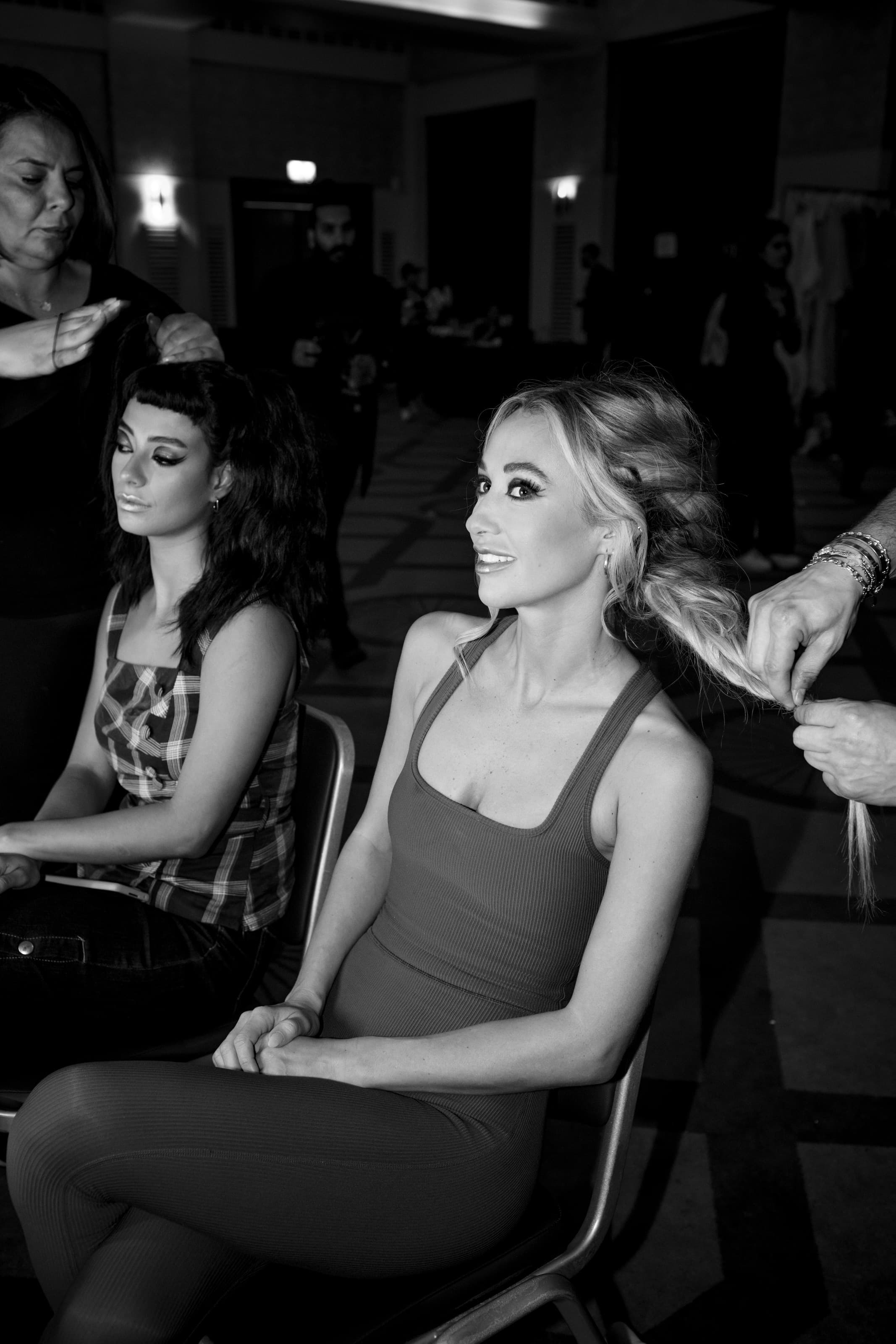 Virgin Russian hair extensions being fitted at Hakim Elhocine Hair Couture, Mayfair