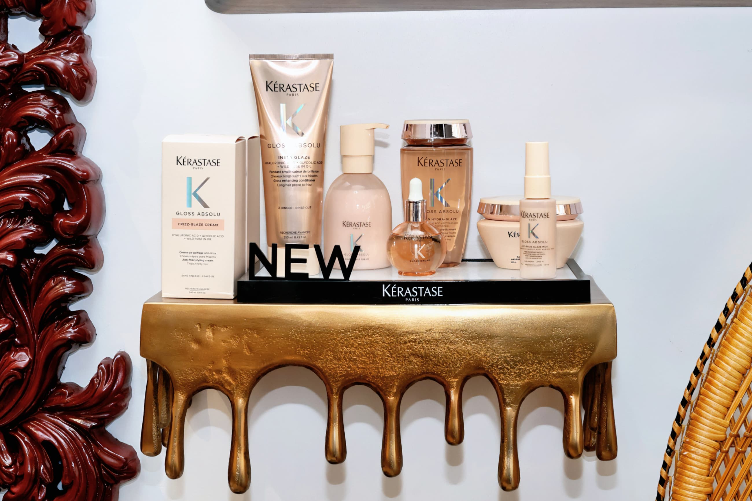 The Kérastase treatment shelf at Hakim Elhocine Hair Couture, Mayfair