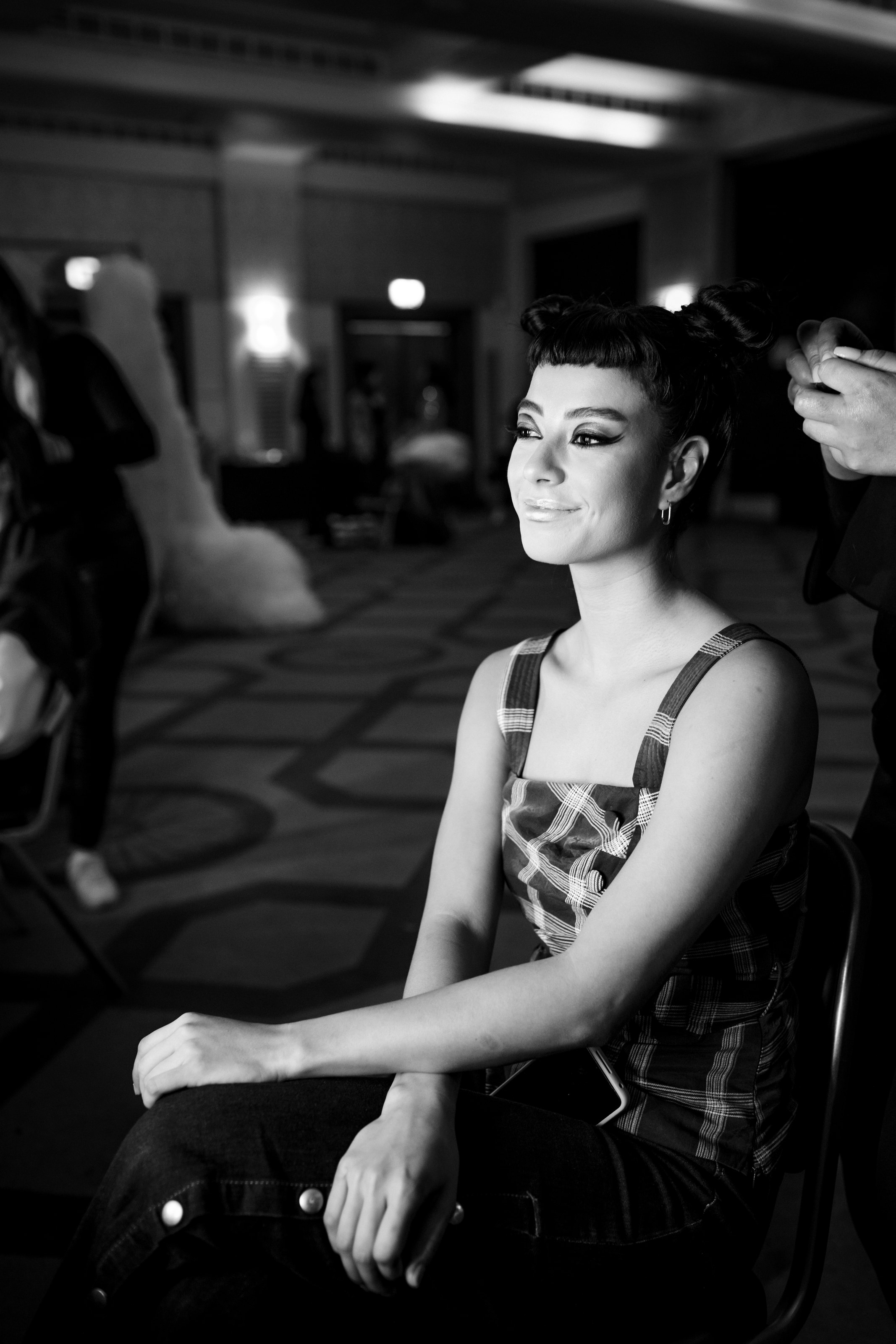Backstage at the show